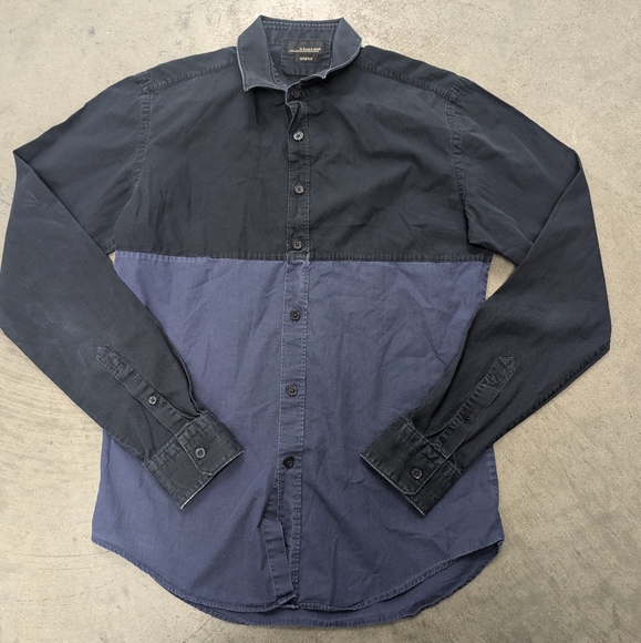 Zara Man Color Blocked Long Sleeve Button Down Shirt, Small - Picture 2 of 4